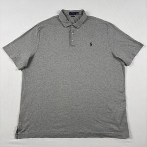 Men's Ralph Lauren Short Sleeve 100% Cotton Polo Shirt Embroidered Logo XXL Gray